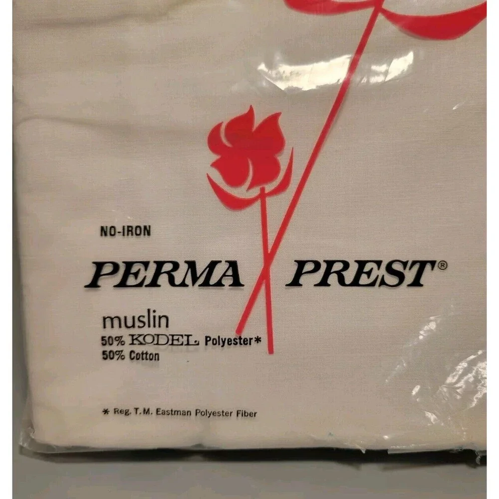 NEW Old Stock Full Flat Sheet SEARS Solid White Perma-Prest Muslin Sheet NOS